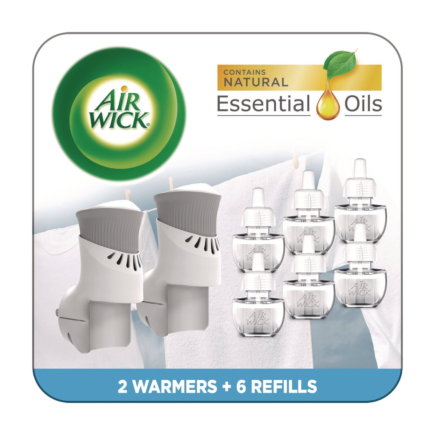 RAC01914CT Plug-in Scented Oil Starter Kit, Fresh Linen, 0.67 oz, 8/Pack Air Wick