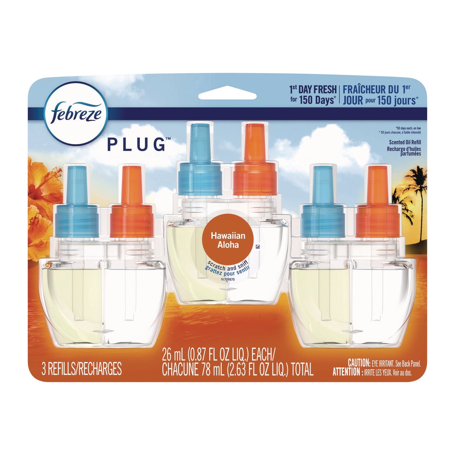 PGC54345 PLUG Air Freshener Refills, Hawaiian Aloha, 0.87 oz, 3/Pack Febreze