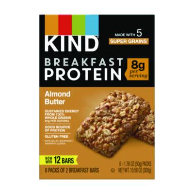 KNDPHW41935 Breakfast Protein Bars, Almond Butter, 1.76 oz Two-Bar Packs, 6/Box KIND LLC