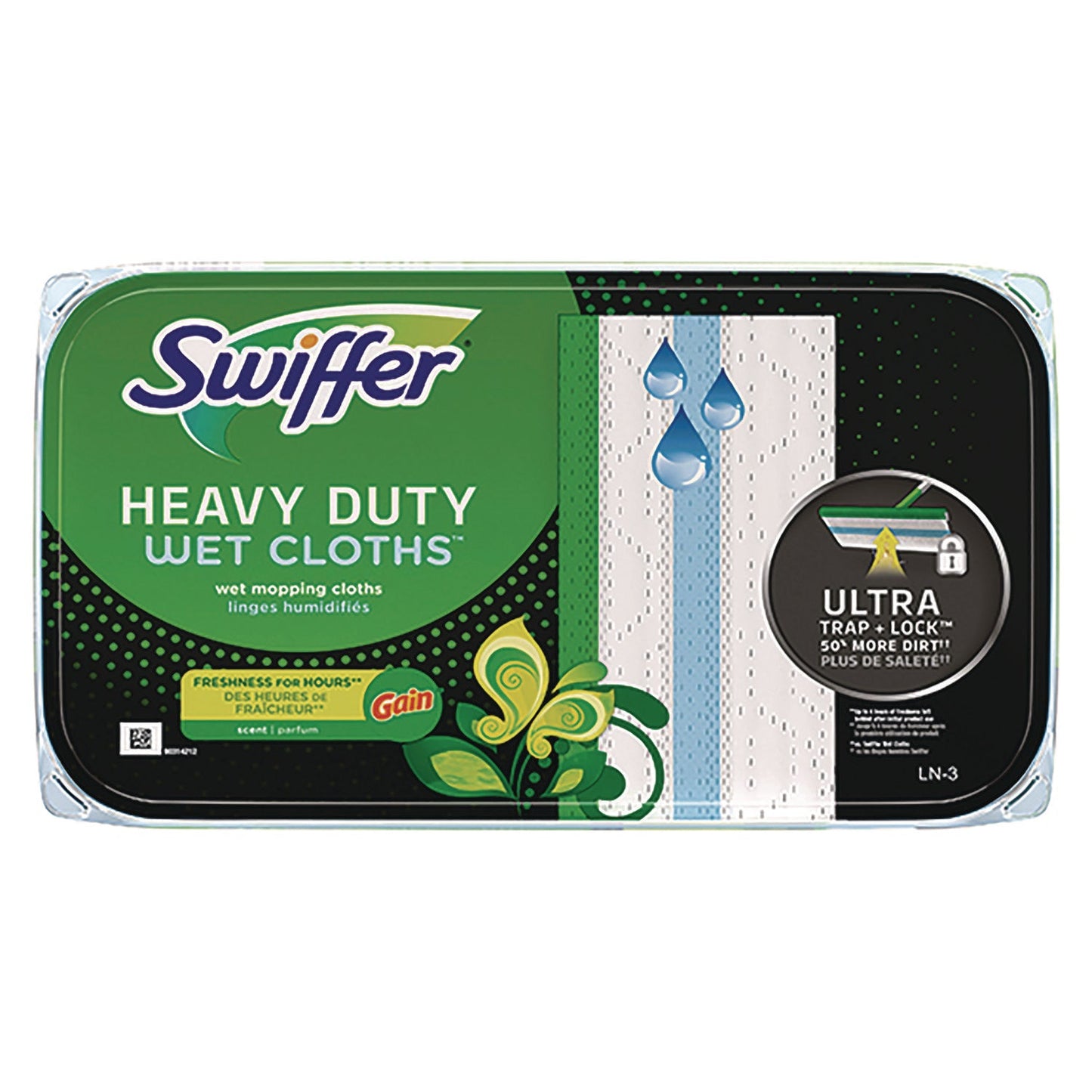 PGC76471 Heavy-Duty Wet Refill Cloths, 8 x 10, Gain Original Scent, White, 10 Cloths/Tub Swiffer