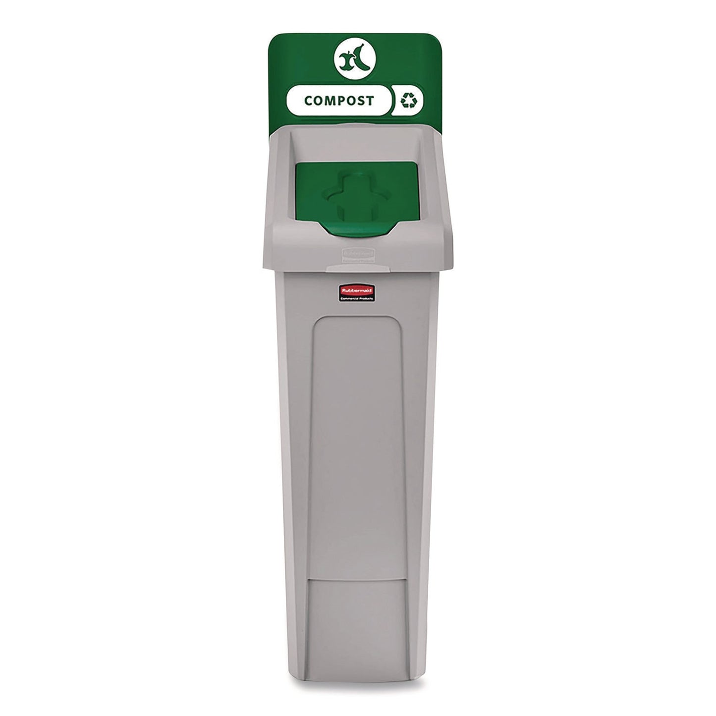 RCP2185051 Slim Jim Recycling Station Kit, 1-Stream Compost, 23 gal, Plastic, Green/Gray RUBBERMAID COMMERCIAL PROD.