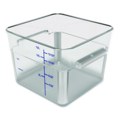 CFS1195407 Squares Polycarbonate Food Storage Container, 12 qt, 11.13 x 11.13 x 8.25, Clear, Plastic CFS BRANDS