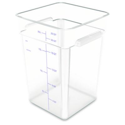 CFS1195607 Squares Polycarbonate Food Storage Container, 22 qt, 11 13 x 11.13 x 15.72, Clear, Plastic
