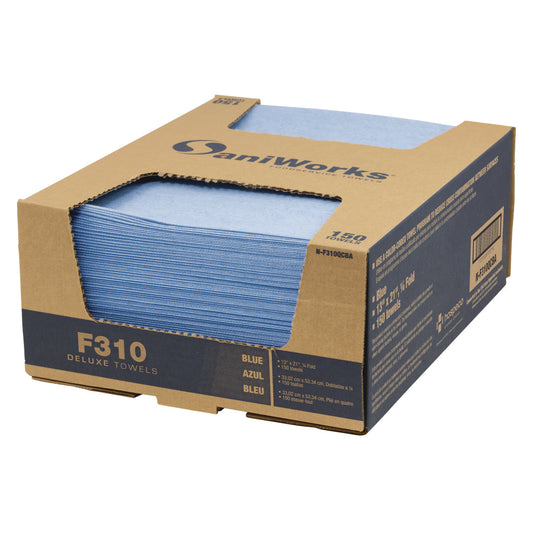 HOSNF310QCBA Deluxe Foodservice Wiper, 1-Ply, 13 x 21, Blue, 150/Carton