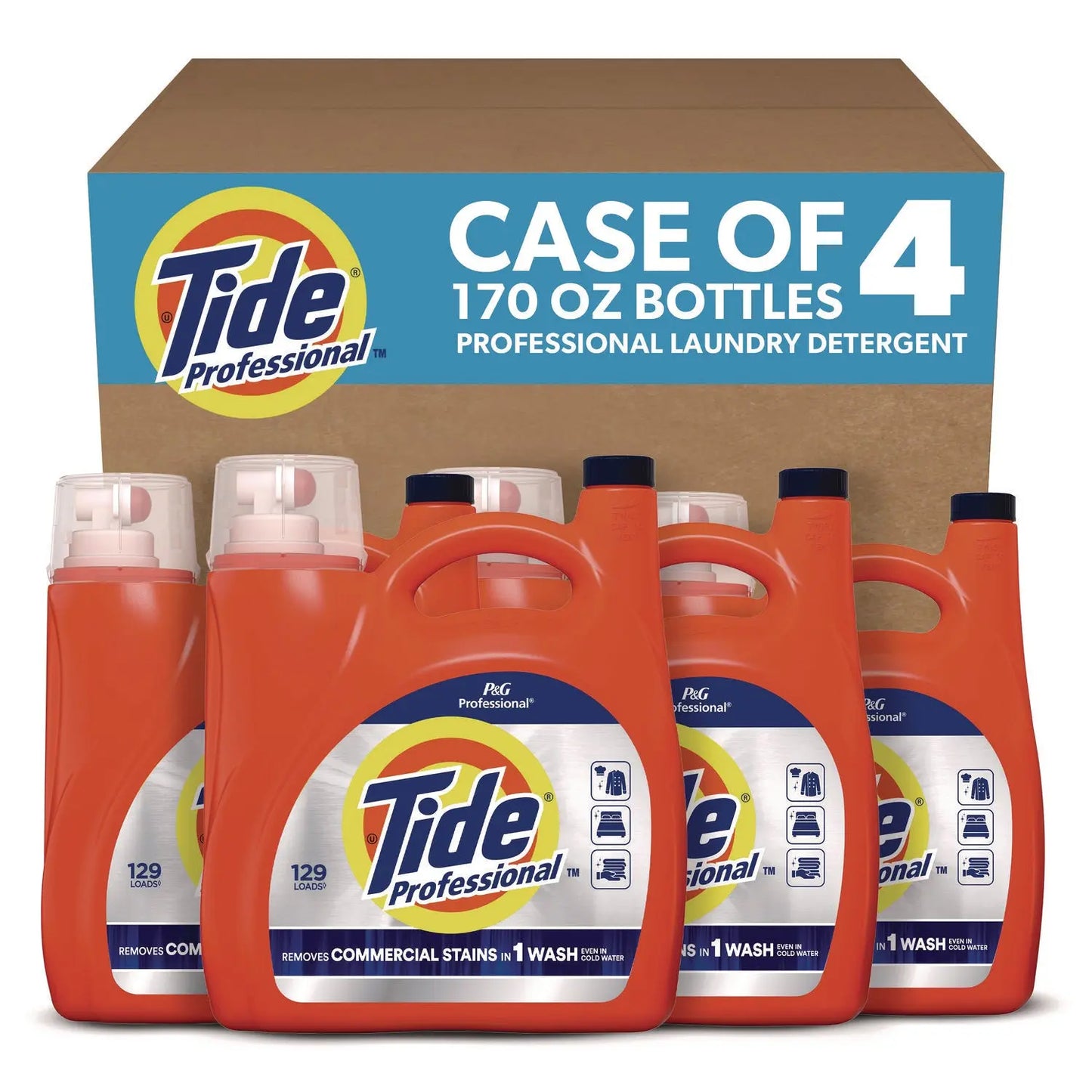 PGC14119 Commercial HE Liquid Laundry Detergent, 170 oz Pour Bottle, 4/Carton Tide Professional