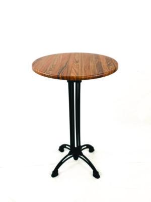 JMC106P24R8 Topalit Tables, Round, 24" dia x 44"h, Teak Top, Black Iron Base/Legs