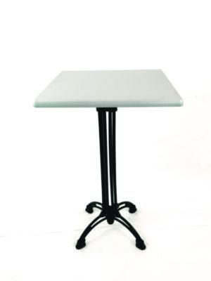 JMC106P32322 Topalit Tables, Square, 32 x 32 x 44, Brushed Silver Top, Black Iron Base/Legs