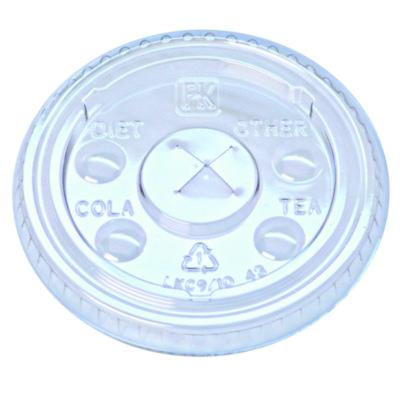 FABLKC910 Kal-Clear/Nexclear Drink Cup Lids, X-Style Straw Slot/Flavor Buttons, Fits 9 oz to 10 oz Cold Cups, Plastic, Clear, 2,500/CT FABRI-KAL
