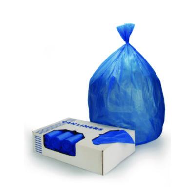 HERZ6043HXR01 High-Density Waste Can Liners, 23 gal, 14 mic, 30" x 43", Blue, 25 Bags/Roll, 10 Rolls/Carton