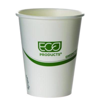 ECOEPBHC8GS GreenStripe Renewable and Compostable Hot Cups, 8 oz, Paper, White/Green, 50/Pack, 20 Packs/Carton
