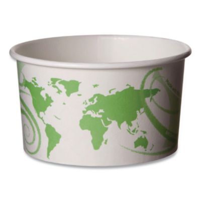 ECOEPBSC5WDL World Art PLA-Laminated Soup Containers, 5 oz, White/Green, Paper, 1,000/Carton