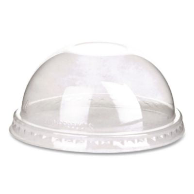 ECOEPDLCCNH GreenStripe Cold Cup Dome Lids, No Hole, Fits 9 oz to 24 oz Cold Cups, Plastic, Clear, 100/Pack, 10 Packs/Carton