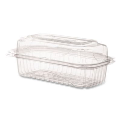 ECOEPLC96 Renewable and Compostable Clear Clamshell Hinged Food Containers, 9 x 6 x 3, Plastic, 80/Pack, 3 Packs/Carton