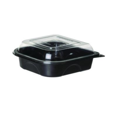 ECOEPPTOR6 100% Recycled Content 6" Premium Take Out Containers, 12.5 oz, Black Base/Clear Lid, Plastic, 50/Pack, 3 Packs/Carton