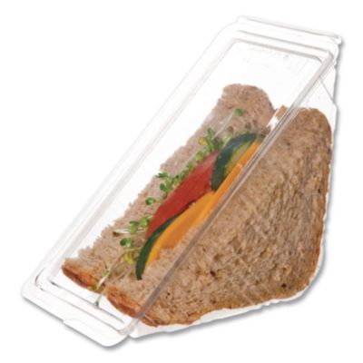 ECOEPSWH3 Compostable Takeout Wedge Sandwich Containers, 4.25 x 4.25 x 6.5 x 3, Clear, Plastic, 500/Carton