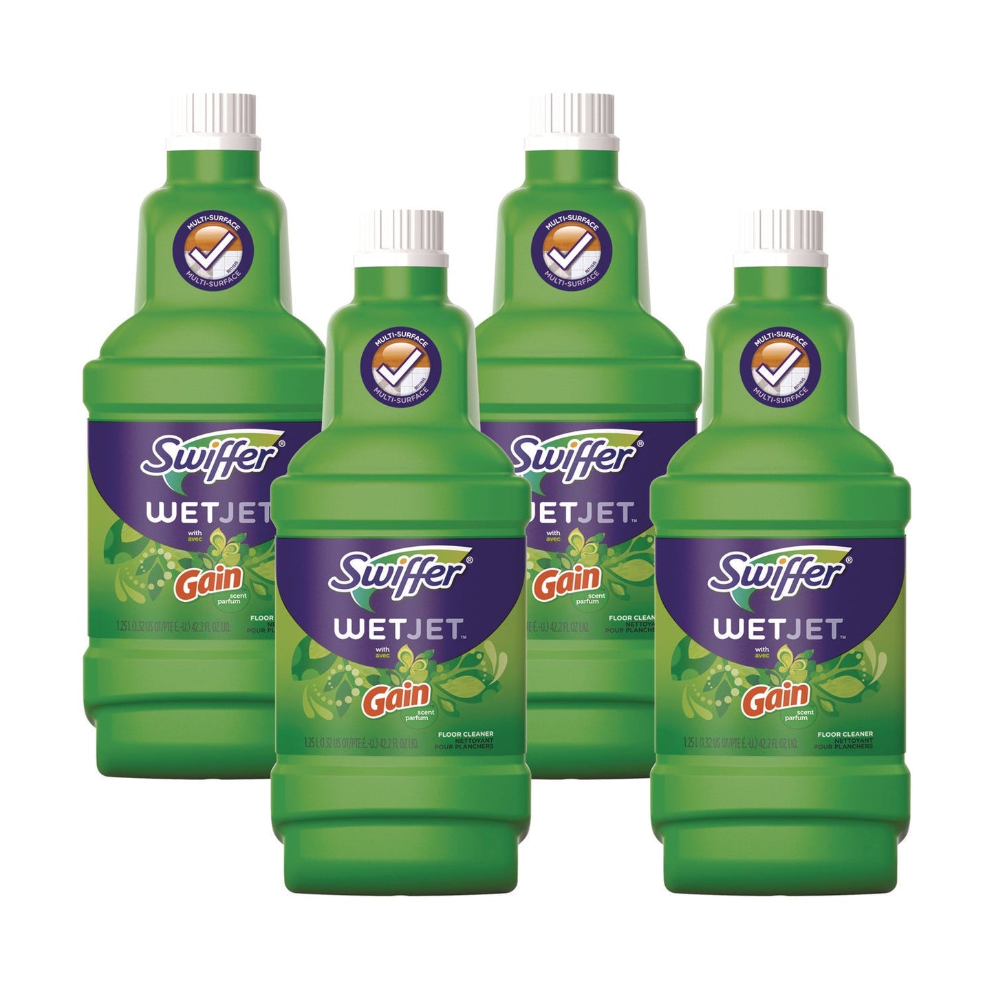 PGC77809 WetJet System Cleaning-Solution Refill, Gain Scent, 1.25 L Bottle, 4/Carton Swiffer