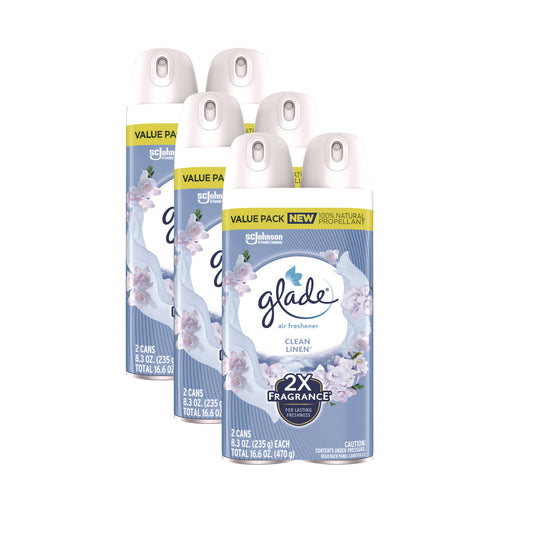 SJN377363 Air Freshener, Clean Linen Scent, 8.3 oz, 2/Pack, 3Packs/Carton