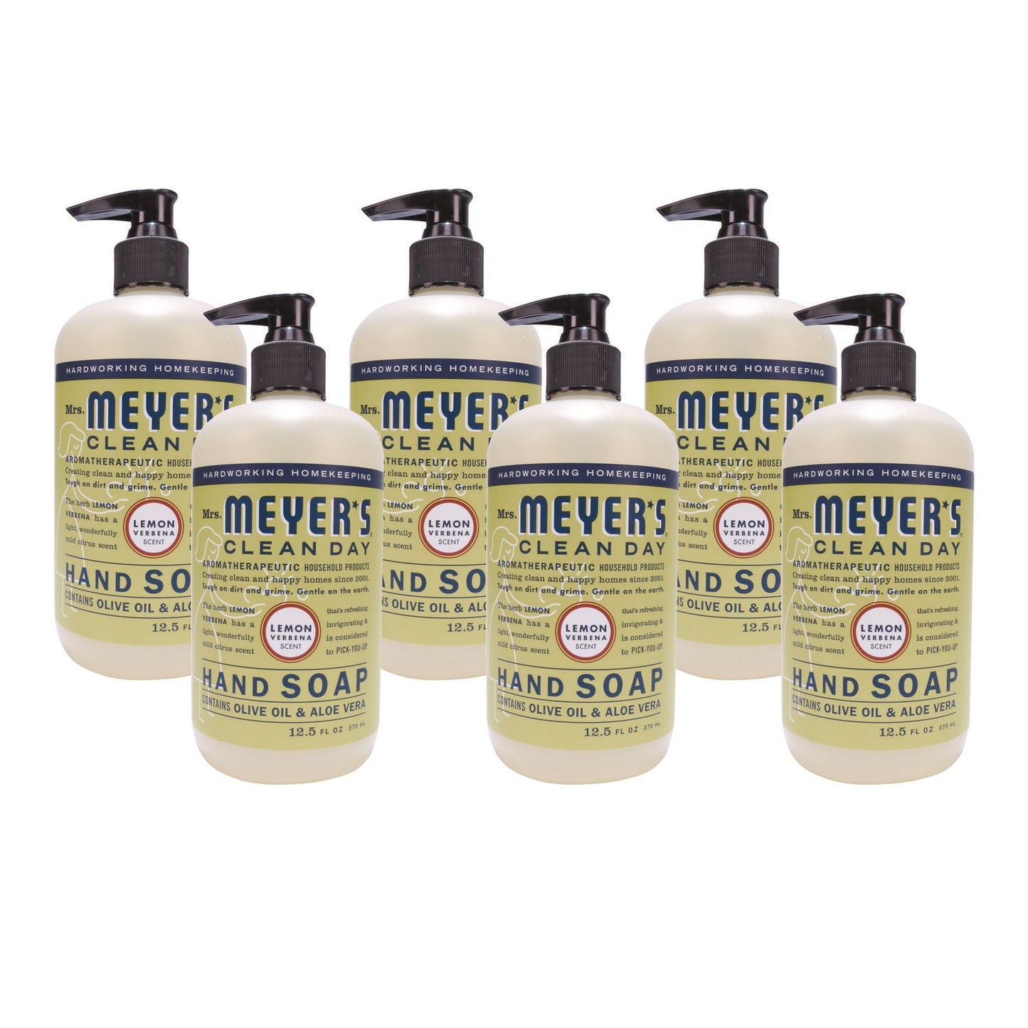 SJN373205 Clean Day Liquid Hand Soap, Lemon Scent, 12.5 oz, 6/Carton Mrs. Meyer's