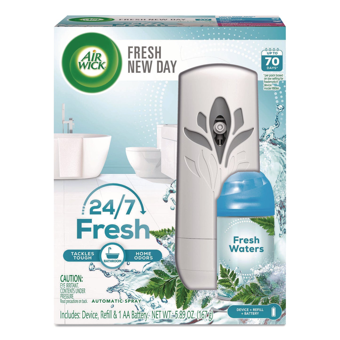 RAC88413KT Freshmatic Life Scents Starter Kit, 5.89 oz Fresh Waters Refill/AA Battery