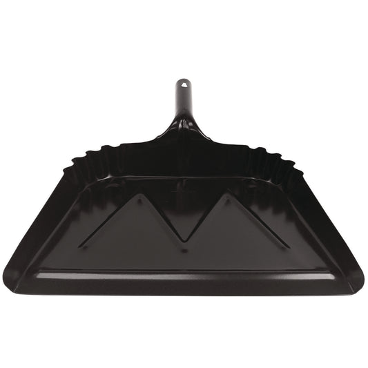 IMP4216 Heavy-Duty Commercial Dust Pan, 16 X 15.5, 5.38" Handle, 20-Gauge Steel, Black