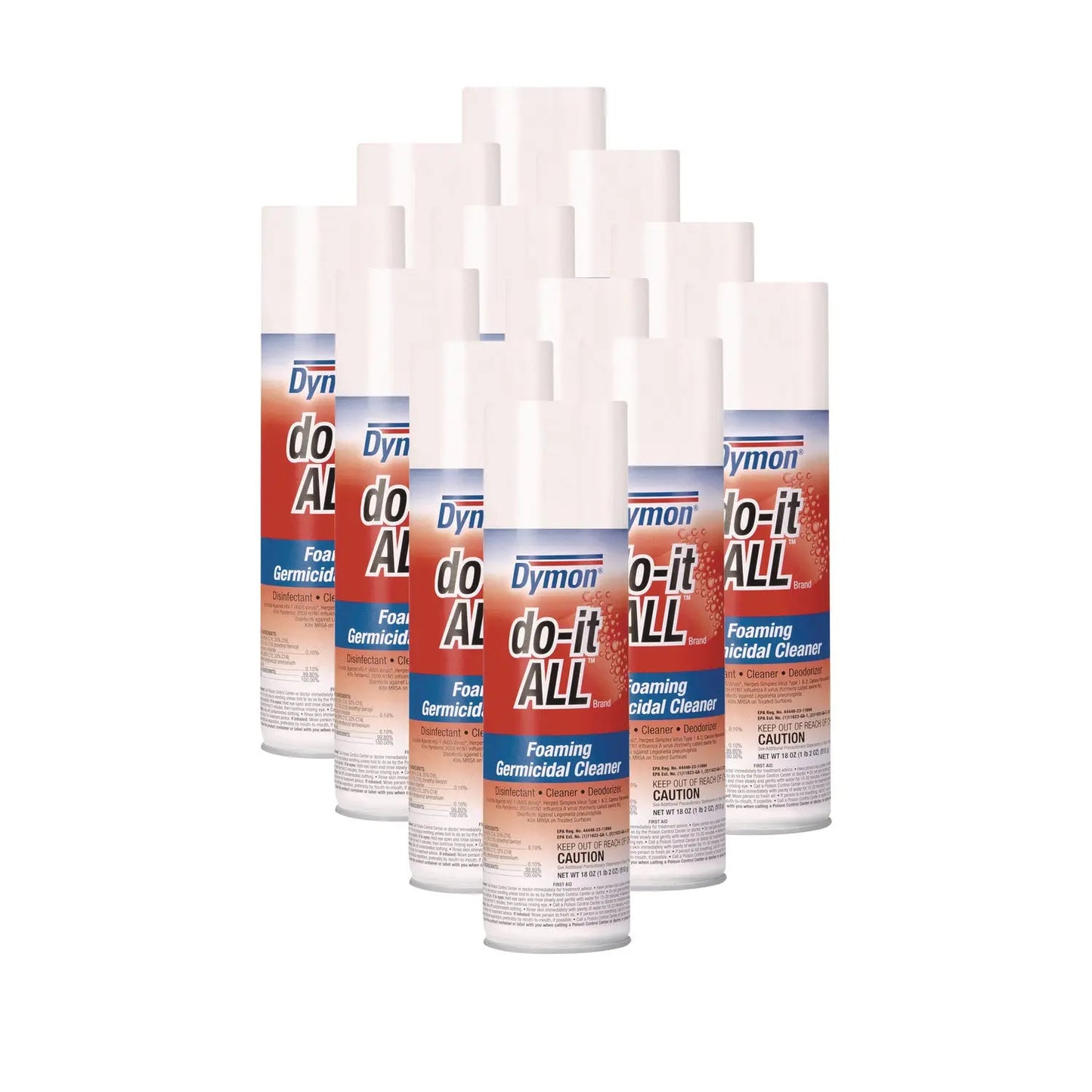 ITW08020CT Do-It-All Germicidal Foaming Cleaner, 18 Oz Aerosol Spray, 12/carton Dymon