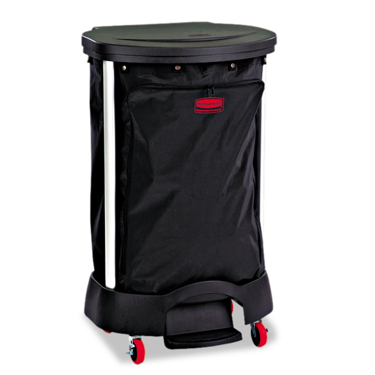 RCP6350BLA Premium Step-On Linen Hamper Bag, 30 Gal, 13.38w X 19.88d X 29.25h, Nylon, Black RUBBERMAID COMMERCIAL PROD.