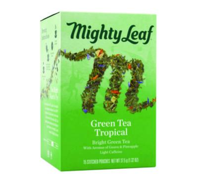 PEE510138 Whole Leaf Tea Pouches, Green Tea Tropical, 15/box