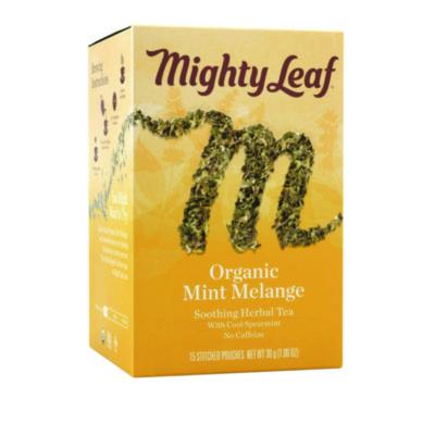 PEE510142 Whole Leaf Tea Pouches, Organic Mint Melange, 15/box