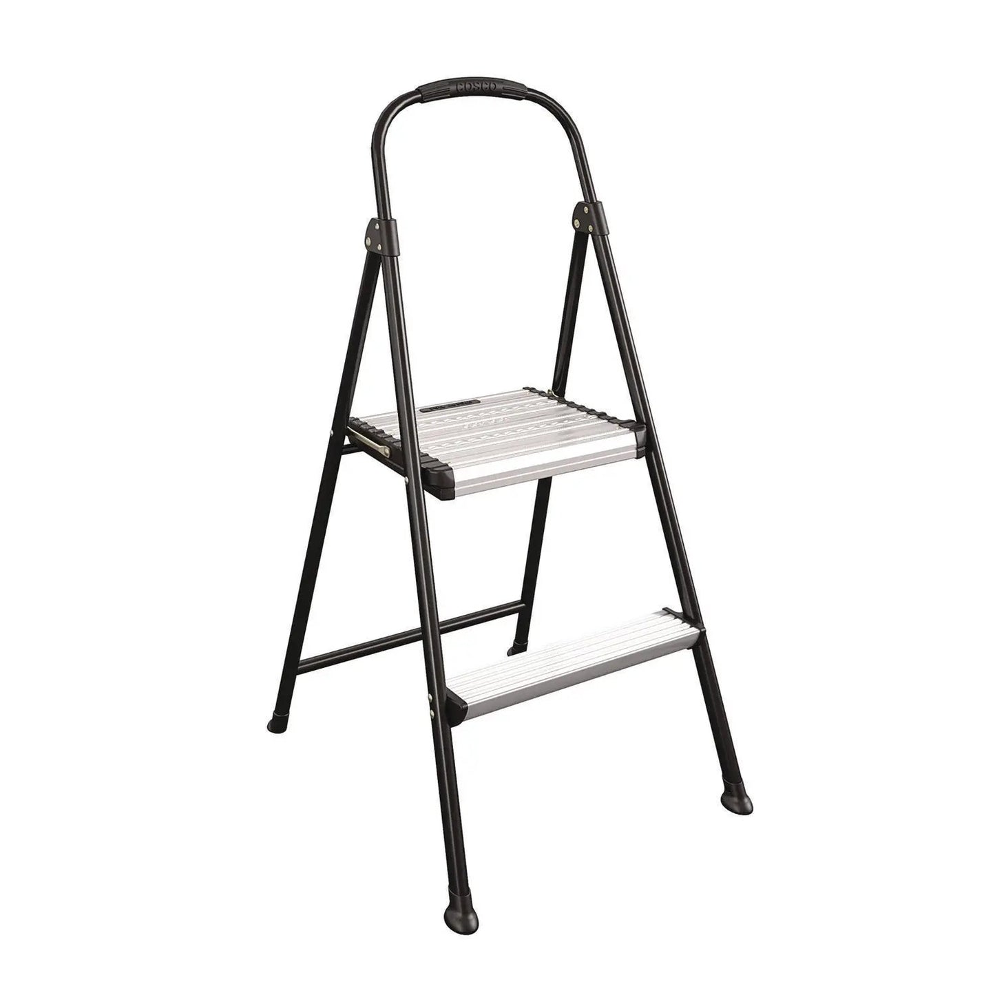 CSC11325ABK1E 2-Step Stepstool, 250 lb Capacity, 19" Working Height, 22.5" Spread, Black/Silver Cosco