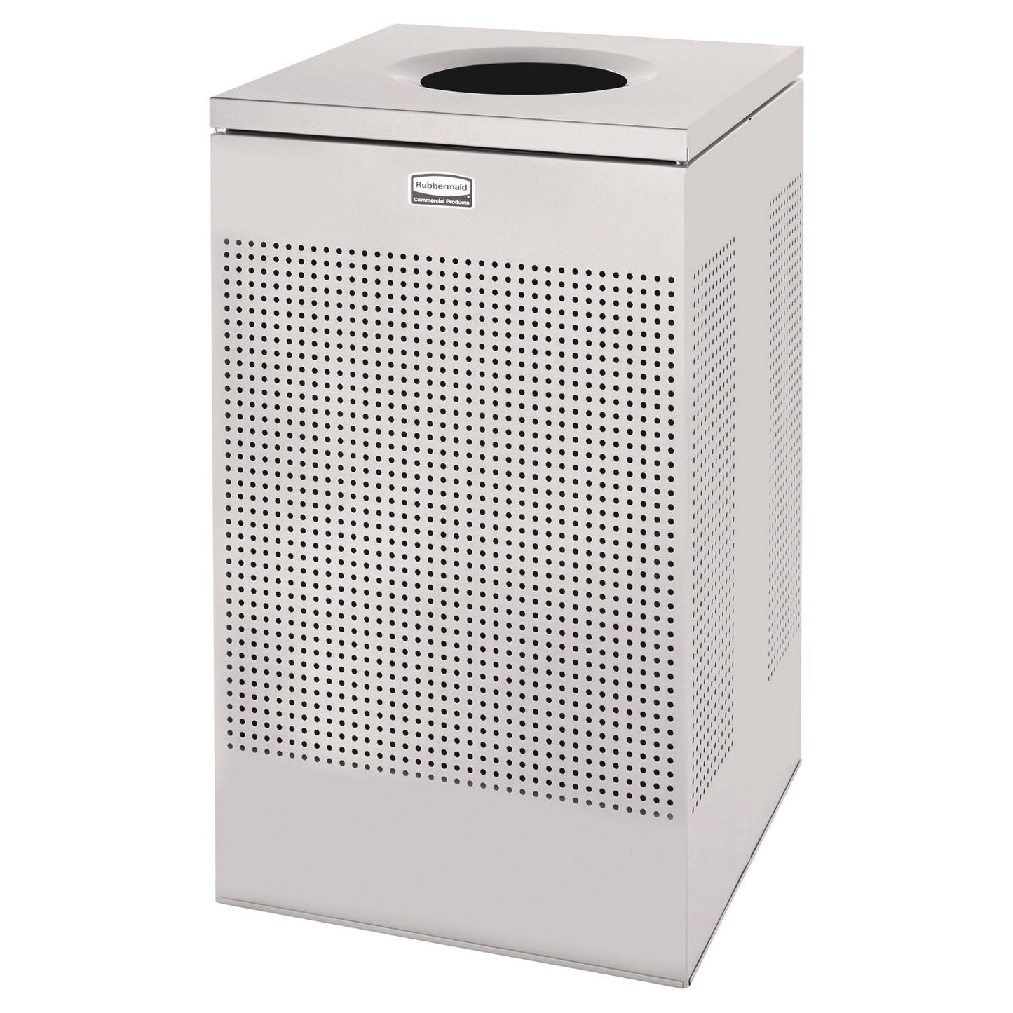 RCPSC18EPLSM Designer Line Silhouettes Waste Receptacle, 20 gal, Steel, Silver Metallic RUBBERMAID COMMERCIAL PROD.