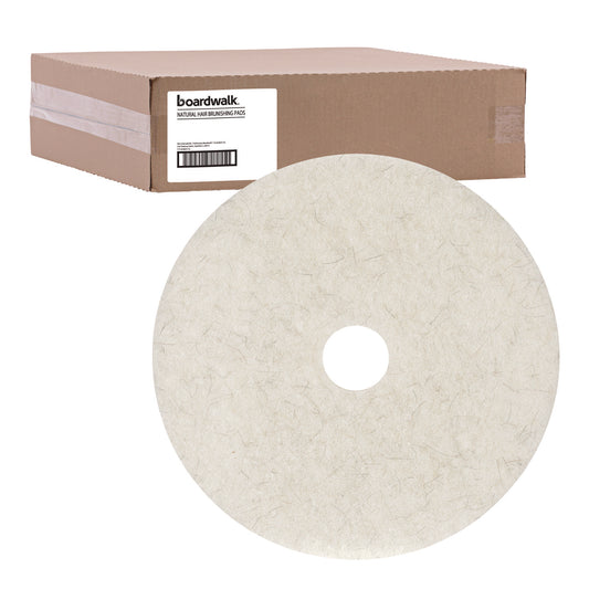 BWK4021NAT Natural Burnishing Floor Pads, 21" Diameter, White, 5/carton
