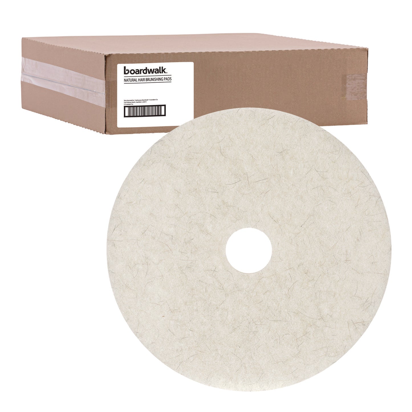 BWK4024NAT Natural Burnishing Floor Pads, 24" Diameter, White, 5/carton