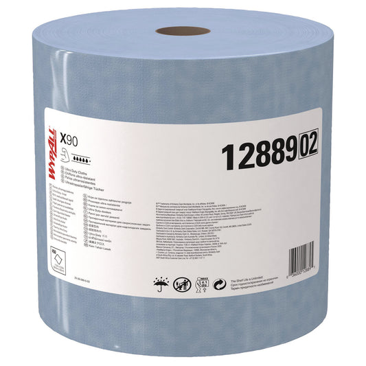KCC12889 X90 Cloths, Jumbo Roll, 2-Ply, 12.4 x 12.2, Blue Denim, 450/Roll