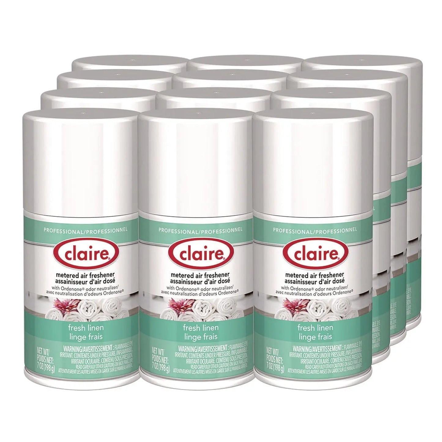 CGC110 Metered Air Freshener, Fresh Linen, 11 oz Aerosol Spray, 12/Carton Claire