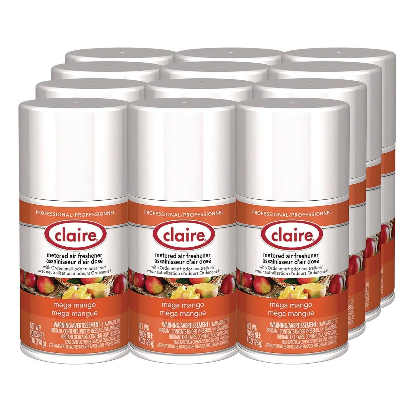 CGC116 Metered Air Freshener, Mango, 7 oz Aerosol Spray, 12/Carton Claire