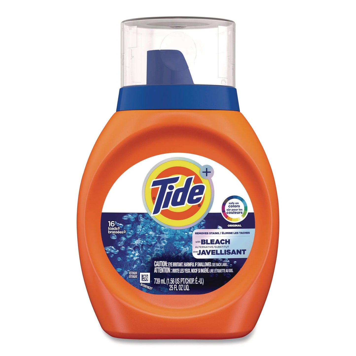 PGC37373 Plus Bleach Alternative Liquid Laundry Detergent, HE Compatible, 16 Loads, Original Scent, 25 oz Bottle, 6/Carton Tide