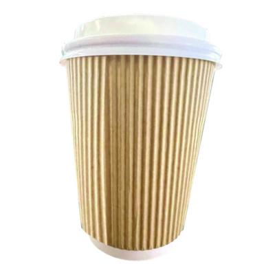 KRTCKRC508 Ripple Hot Cups, 8 oz, Paper, Kraft/White, 500/Carton KARAT BY LOLLICUP