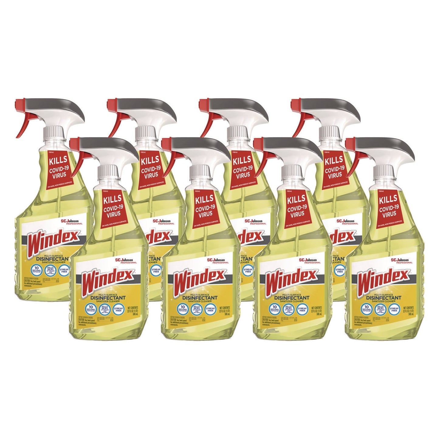 SJN322369 Multi-Surface Disinfectant Cleaner, Fresh Scent, 32 Oz Spray Bottle, 8/carton Windex