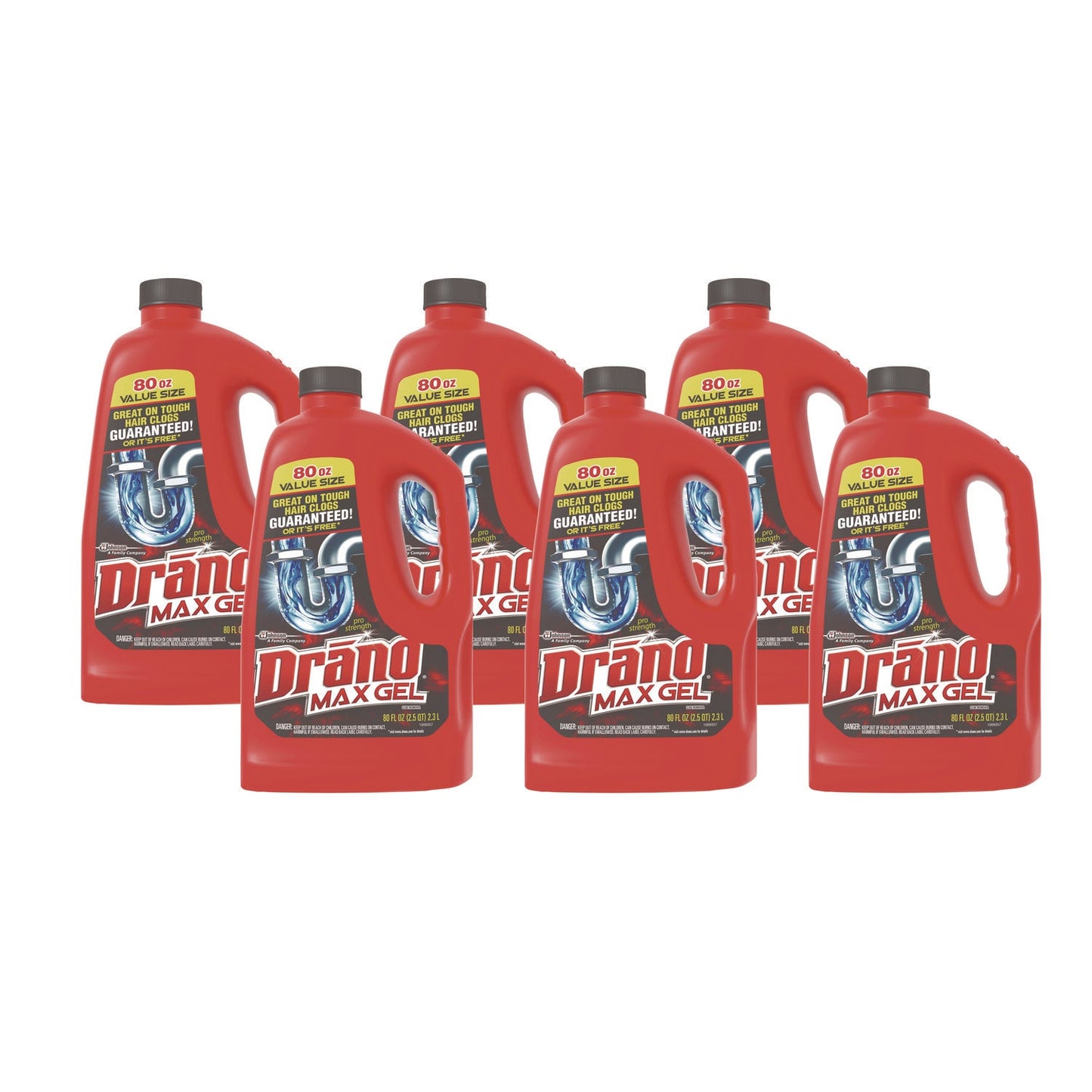 SJN694772CT Max Gel Clog Remover, Bleach Scent, 80 Oz Bottle, 6/carton Drano