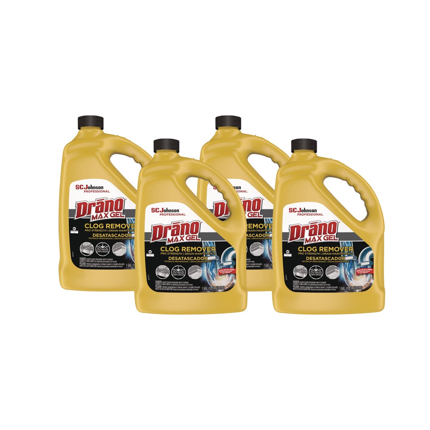 SJN696642 Max Gel Clog Remover, Bleach Scent, 128 Oz Bottle, 4/carton Drano