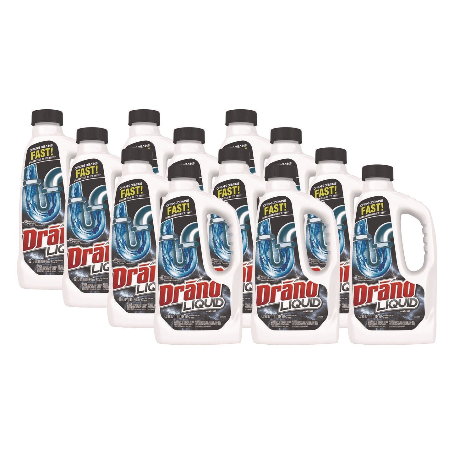 SJN335712 Liquid Drain Cleaner, 32 Oz Safety Cap Bottle, 12/carton Drano