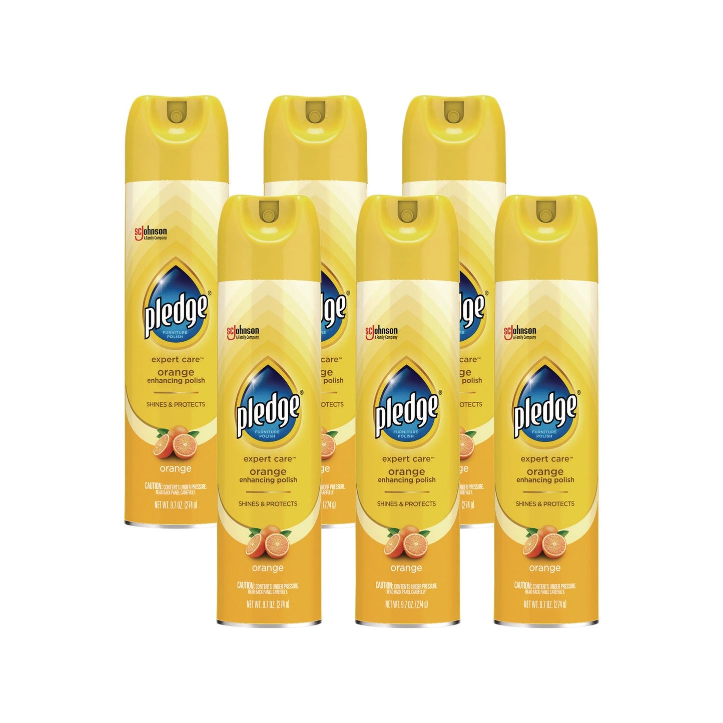 SJN336385 Furniture Polish, Orange, 9.7 Oz Aerosol Spray, 6/carton Pledge