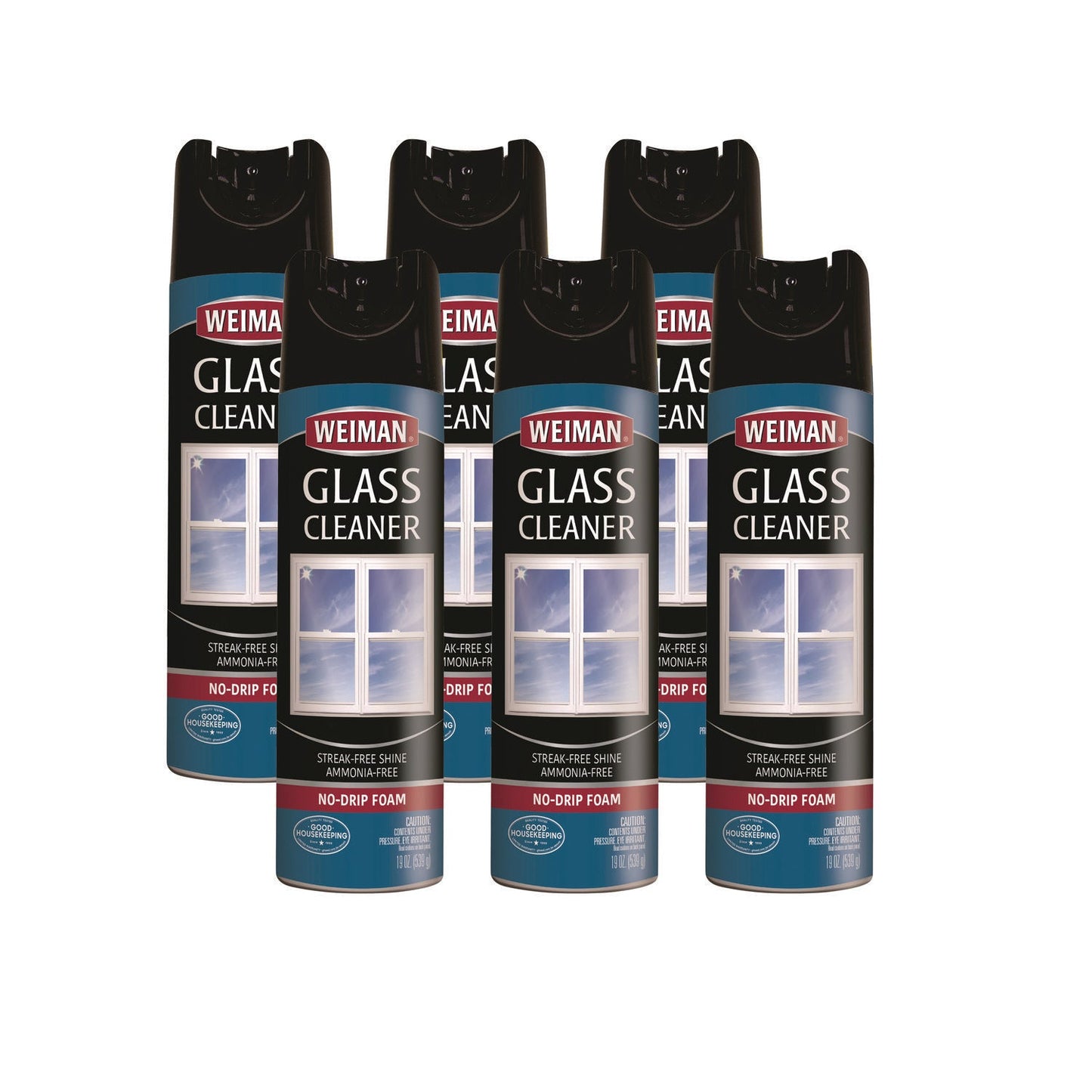 WMN10CT Foaming Glass Cleaner, 19 Oz Aerosol Spray Can, 6/carton WEIMAN