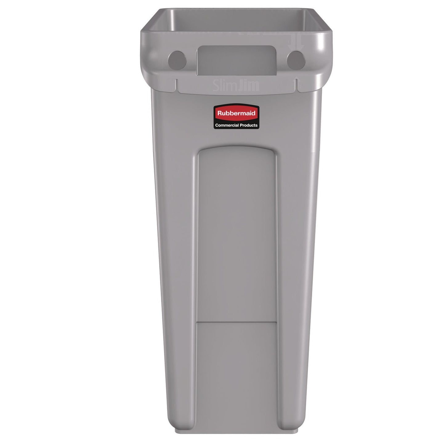 RCP1971258 Slim Jim Waste Container with Handles, 16 gal, Plastic, Light Gray RUBBERMAID COMMERCIAL PROD.