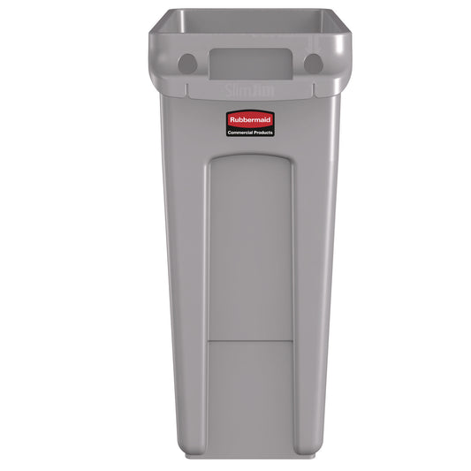 RCP1971258 Slim Jim Waste Container with Handles, 16 gal, Plastic, Light Gray