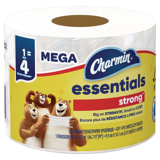 PGC05044 Essentials Strong Bathroom Tissue, Septic Safe, 1-Ply, White, 429 Sheets/Roll, 36 Rolls/Carton