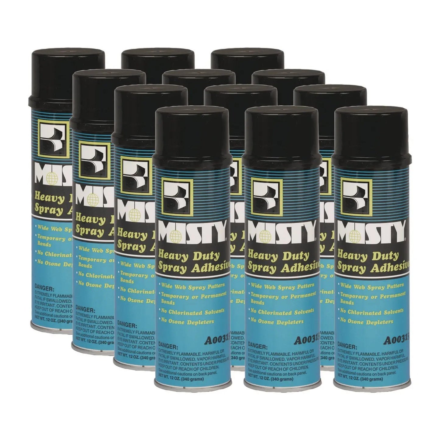 Heavy-Duty Adhesive Spray, 12 Oz, Dries Clear, 12/carton Misty
