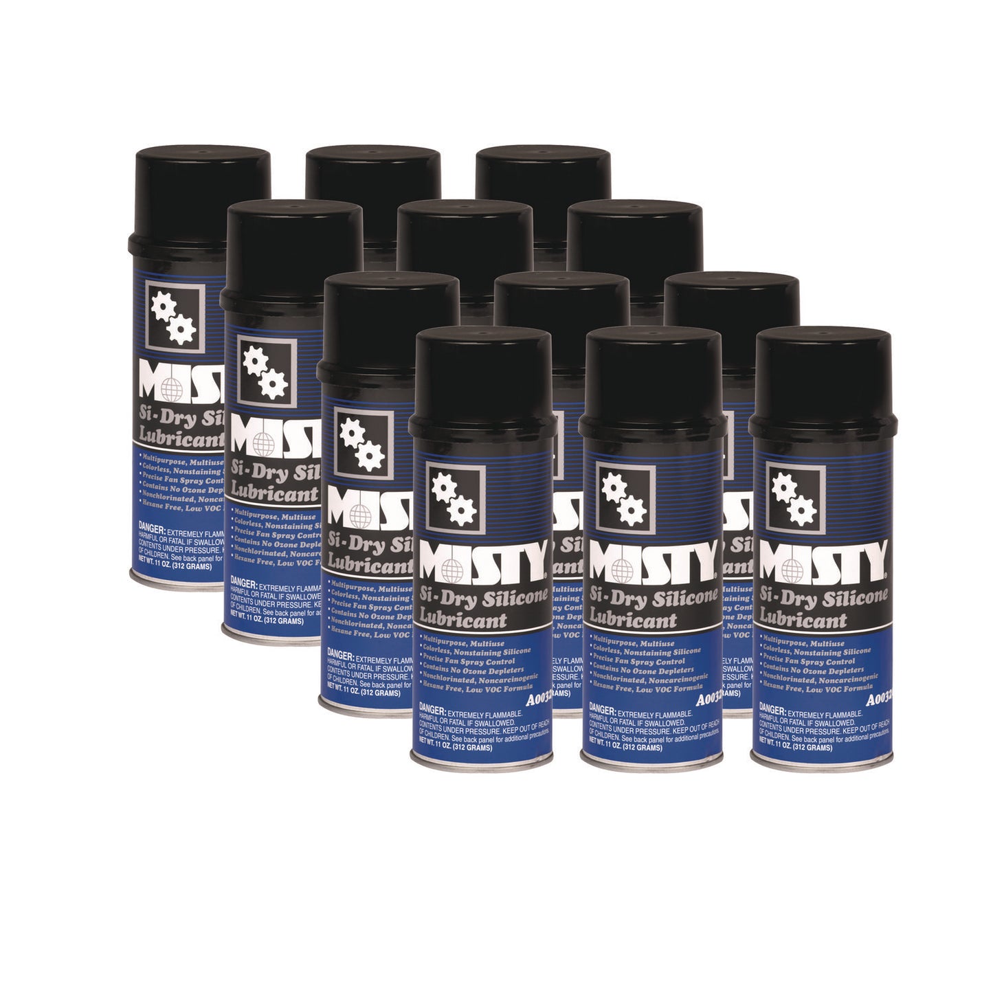 Si-Dry Silicone Spray Lubricant, 11 oz Aerosol Can, 12/Carton Misty