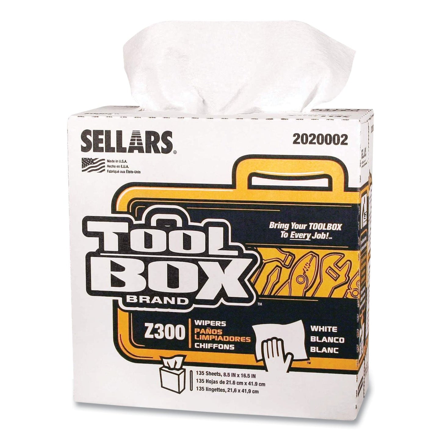 SLR2020002 Z300 Pop-Up Wipers, 1-Ply, 8.5 x 16.5, White, 8/Carton TOOLBOX