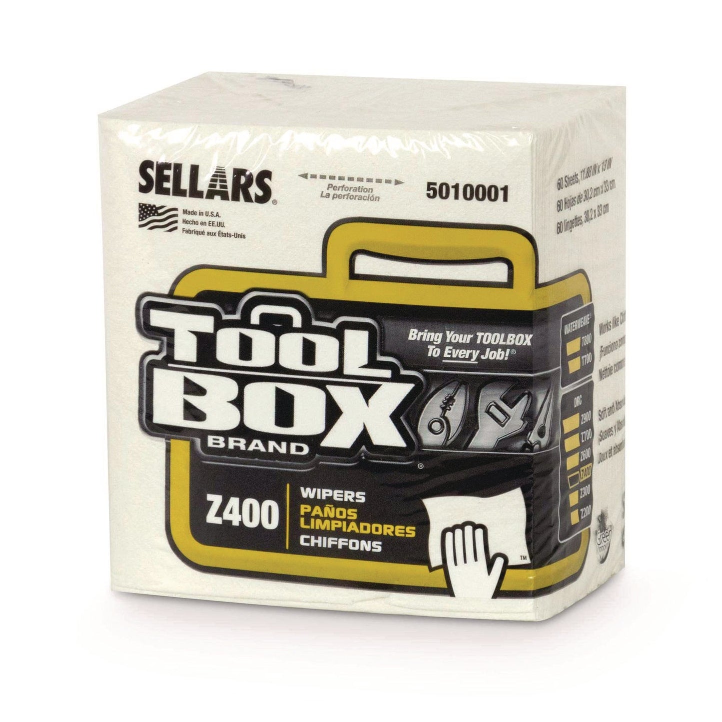SLR5010001 Z400 Quarterfold Wipers, 1-Ply, 11.87 x 13, White, 12/Carton TOOLBOX